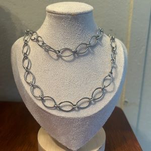 NWOT South Hill Oval Loop Double Necklace Silver Tones